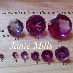 Alexandrite Color Change Synthetic Corundum Faceted Gemstone round 3mm 4mm 5mm 10mm 12mm or 15mm Round