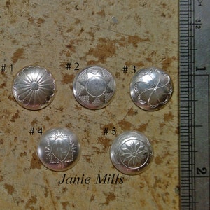 Sterling Concho stamped 11mm pkg of 2 Choice of 5 styles