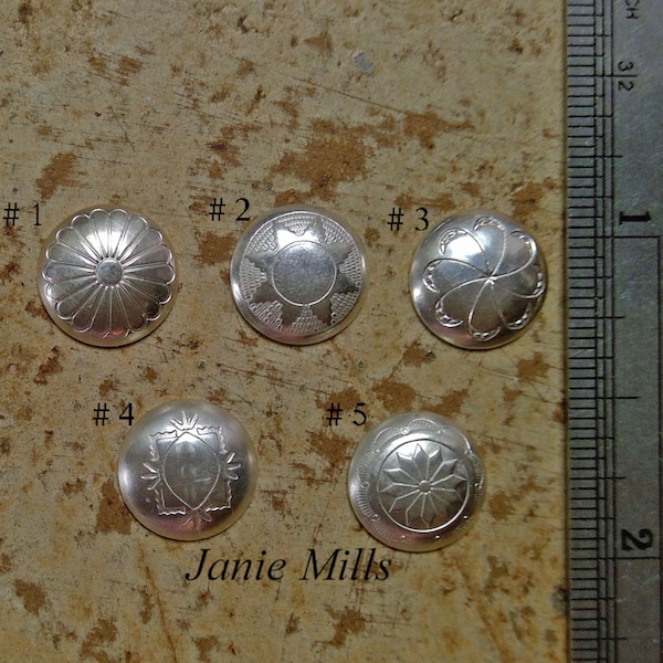 Sterling Concho stamped 11mm pkg of 2 Choice of 5 styles