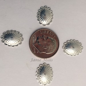 Sterling concho 10mm x 13mm oval domed pkg of 2