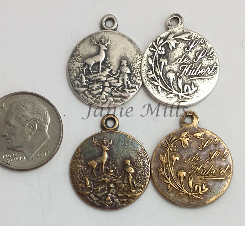 Medal St Hubert and the Stag Bronze or Sterling Silver Etsy