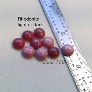 Rhodonite Round Cabochon 6mm 8mm, 10mm or 12mm