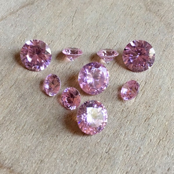 Pink Zirconia faceted round 3mm 4mm 5mm 6mm 8mm 10mm or 15mm