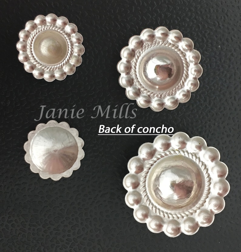 Concho Sterling Silver 14mm round 8mm dome stamped pkg of 2