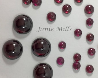 Garnet Almandite round Cabochon genuine  3mm, 4mm, 5mm, 6mm, 8mm or 10mm