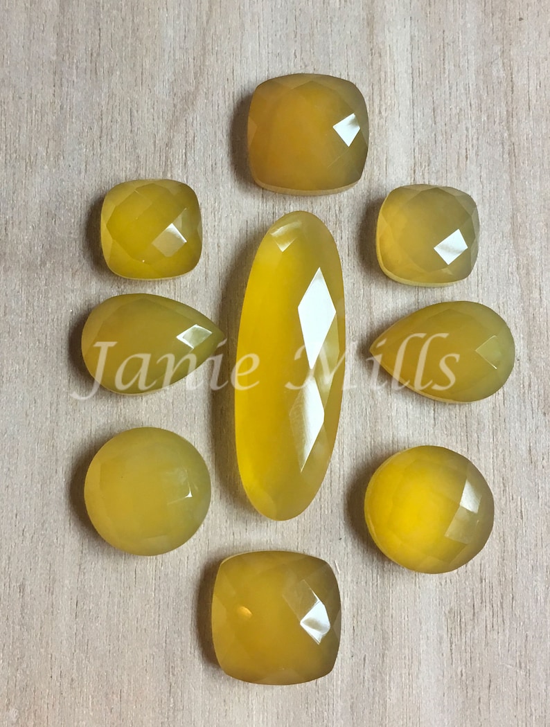 Chalcedony Butterscotch Yellow Faceted Rose Cut Cabochon 10mm Etsy