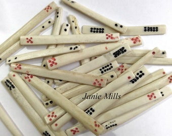 Mahjong Sticks Buffalo Bone Vintage Game Pieces Jewelry Making pkg of 6