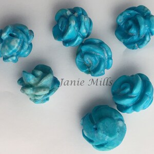 Mother of Pearl Blue Turquoise carved bead or cabochon 16mm