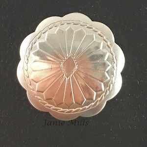 Sterling Concho round stamped Scalloped 20mm image 1