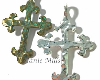 Cross Pewter Hammered 2" x 3"