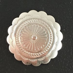 Sterling Concho  round stamped Scalloped 20mm