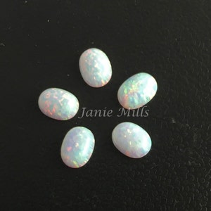 Opal White synthetic 6 x 8mm Cabochon