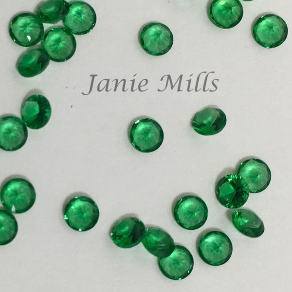 Emerald Faceted Synthetic gemstone 3mm 4mm 5mm or 6mm 10mm 15mm or 18mm round