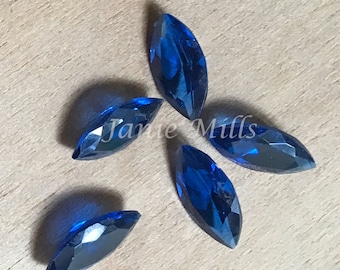 Sapphire Blue Spinel Synthetic Faceted Gemstone 10x5mm or 20x10mm Marquise