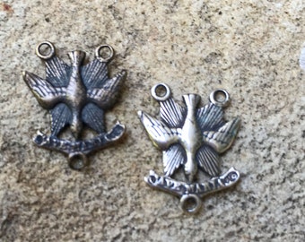Rosary Center Link Holy Spirit Peace Dove Sterling or Bronze