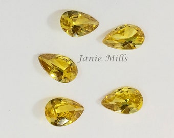 Yellow Topaz Zirconia Faceted 6x9mm pear