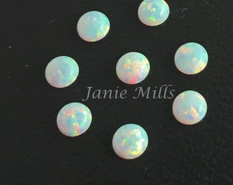 Opal Cabochon white Synthetic 3mm 4mm 5mm or 6mm or 8mm