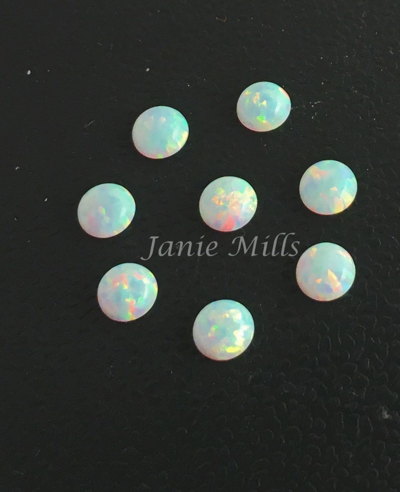 Opal Cabochon white Synthetic 3mm 4mm 5mm or 6mm or 8mm image 1