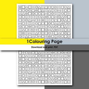 One A4 Printable Coloring page in PDF | Instant Digital Download | Minimal Geometric Abstract Pattern Vector Art | Shapes
