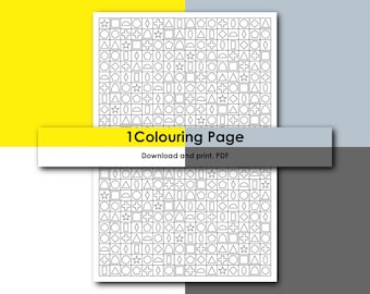 One Geometric Abstract Coloring Page | Minimal Line Patterns | (A4 PDF) | (Digital Download) | SHAPES