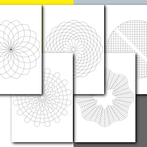 May include: Set of six printable mandala designs, featuring geometric patterns in black and white. These designs are perfect for coloring, meditation, or as decorative elements.