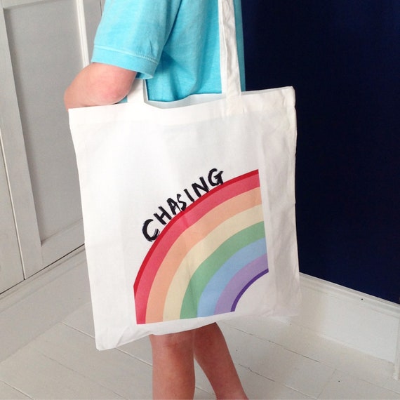 Chasing Rainbows Tote Bag Rainbow Bag Rainbow Shopping Bag Ladies Rainbow Bag Kids Rainbow Bag Etsy UK