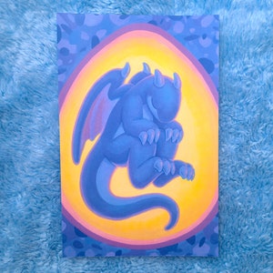 Purple Dragon Egg art print of acrylic painting on sturdy cardstock, 17.4cm x 26.5cm