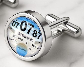 Personalised Tax Disc Cufflinks: Vintage Car Enthusiast Gift