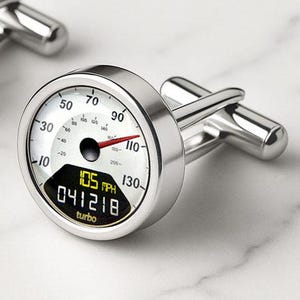 Digital White Personalised Speedometer Cufflinks