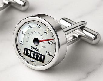 Sport White Personalised Speedometer Cufflinks