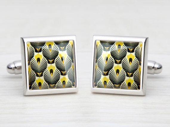60's 'Hot Air Balloon' Black & Yellow Cufflinks