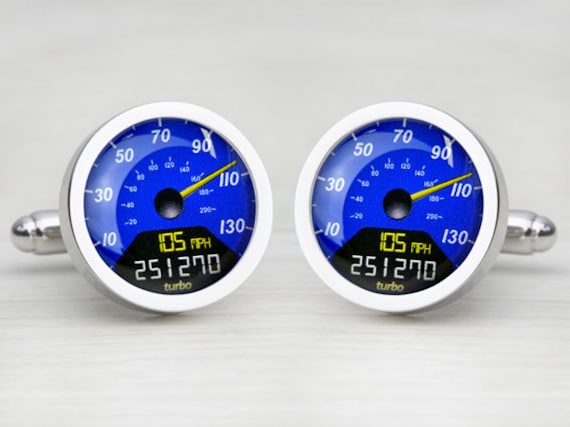 Digital Blue Personalised Speedometer Cufflinks