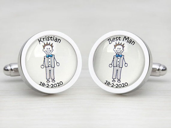 Best Man & Other Guests Character Personalised Wedding Cufflinks
