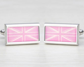 Pastel Pink Union Jack Cufflinks