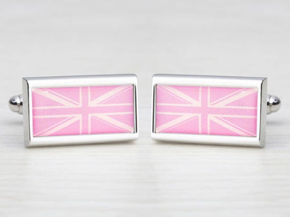 Pastel Pink Union Jack Cufflinks