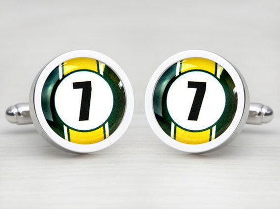 Personalised Race Car Number Cufflinks - Green & Yellow