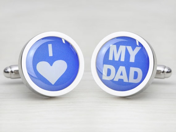Azure Blue 'I Love My Dad' Cufflinks