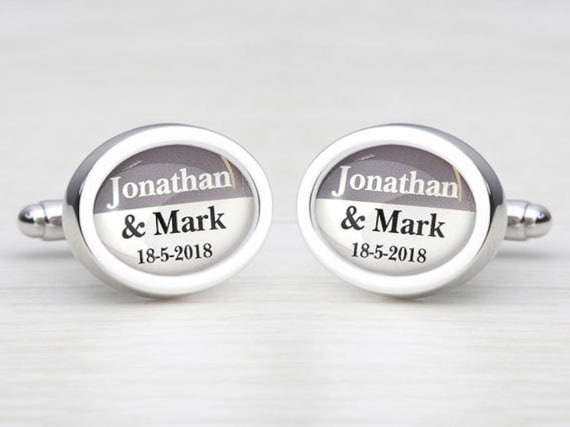 Graphite Gray Personalised Wedding Cufflinks