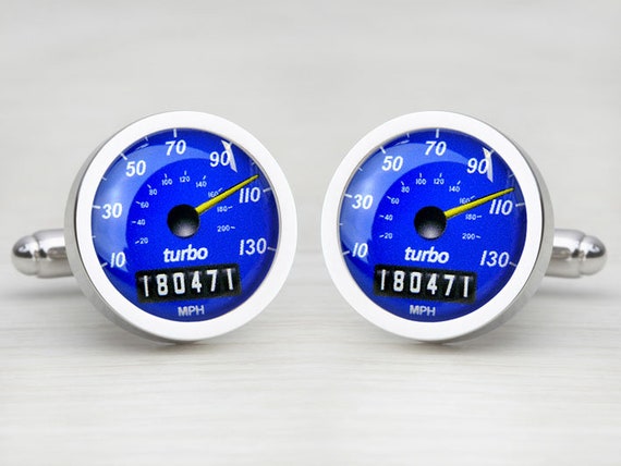 Sport Blue Personalised Speedometer Cufflinks