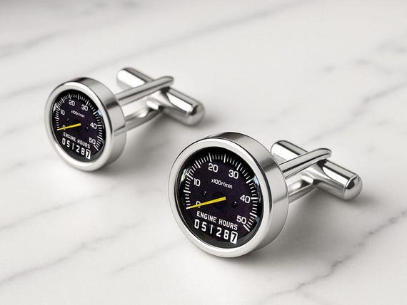 Personalised Boat Engine Rev Counter Cufflinks: Nautical Gift for Captain