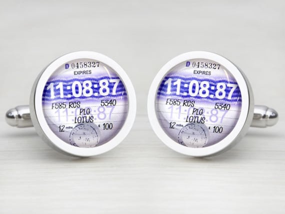 Personalised Tax Disc Cufflinks 1987 to 1992
