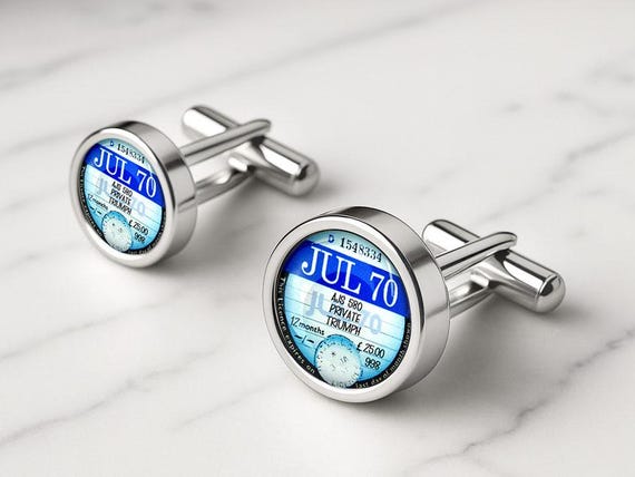Personalised Tax Disc Cufflinks 1961 to 1977