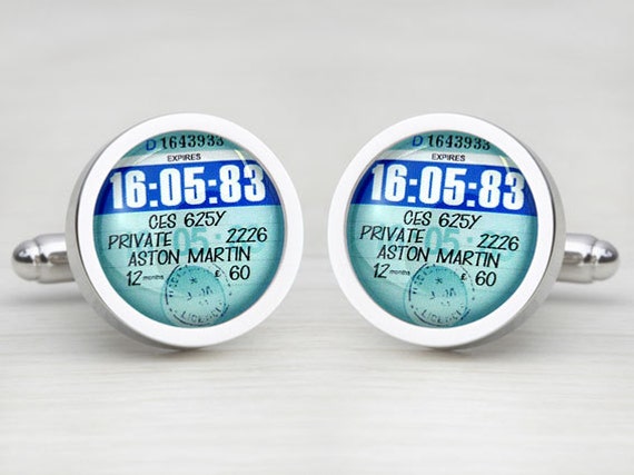 Personalised Tax Disc Cufflinks 1978 to 1986