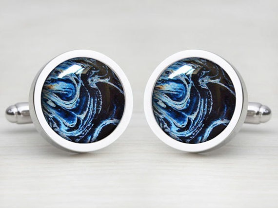 Blue 'Mysterious Cool Waters' Cufflinks