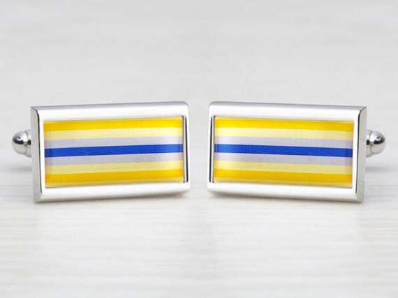 Blue & Yellow Stripe Cufflinks