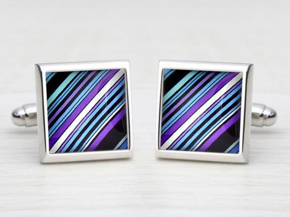 Purple, Blue, Black & White "70’s Tie