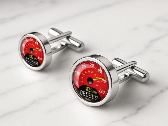 Digital Red Personalised Speedometer Cufflinks