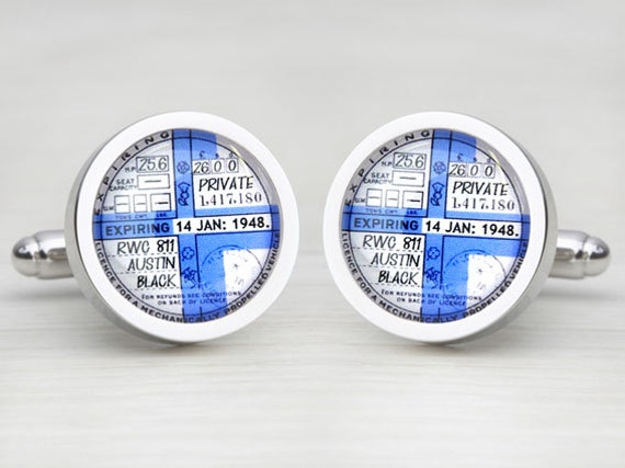 Personalised Tax Disc Cufflinks Pre 1960’s