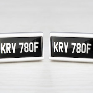 Black and White &#39;Vintage&#39; Personalised Car Number Plate Cufflinks
