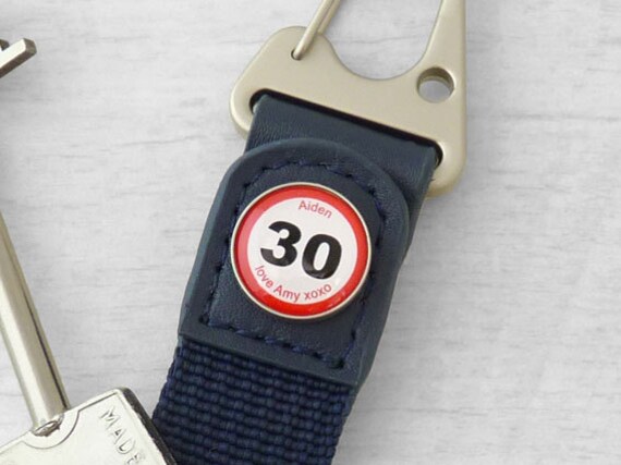 Birthday Road/Speed Sign Personalised Leather-Lanyard Keyring